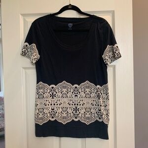Tory Burch Black/Tan Print T-shirt sz M